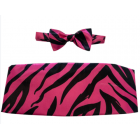 Electric Pink Tiger Stripes Cummerbund and Bow Tie